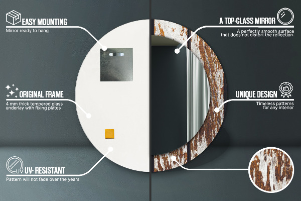 Round wall mirror design Vintage dark wood