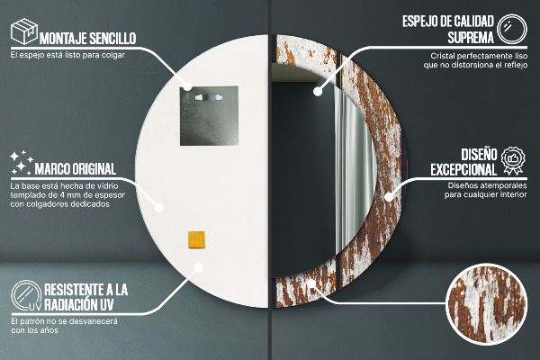 Round wall mirror design Vintage dark wood