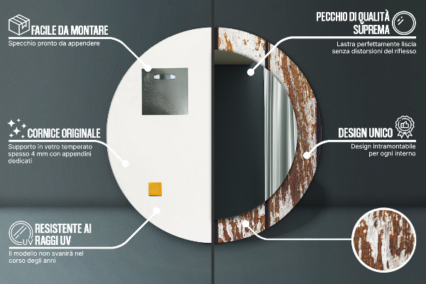 Round wall mirror design Vintage dark wood