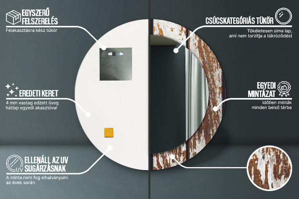 Round wall mirror design Vintage dark wood