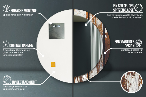 Round wall mirror design Vintage dark wood