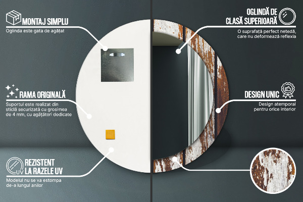 Round wall mirror design Vintage dark wood