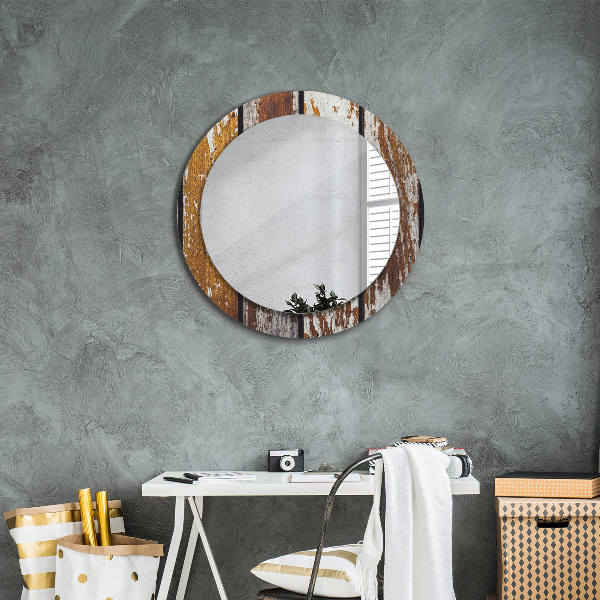 Round wall mirror design Vintage dark wood