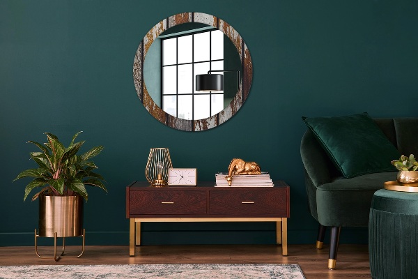Round wall mirror design Vintage dark wood