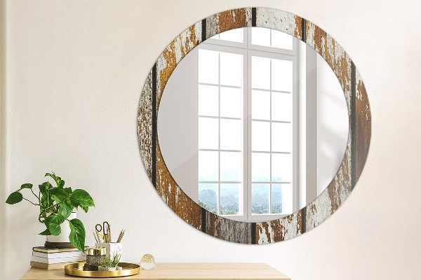 Round wall mirror design Vintage dark wood