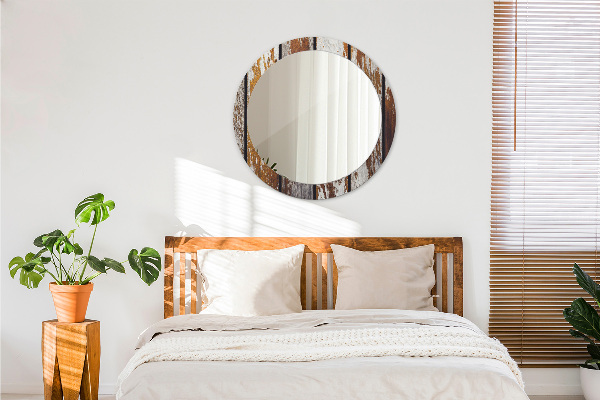 Round wall mirror design Vintage dark wood