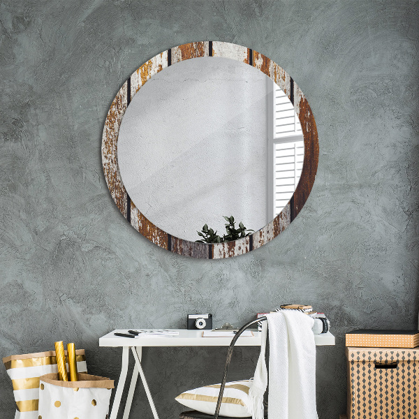 Round wall mirror design Vintage dark wood