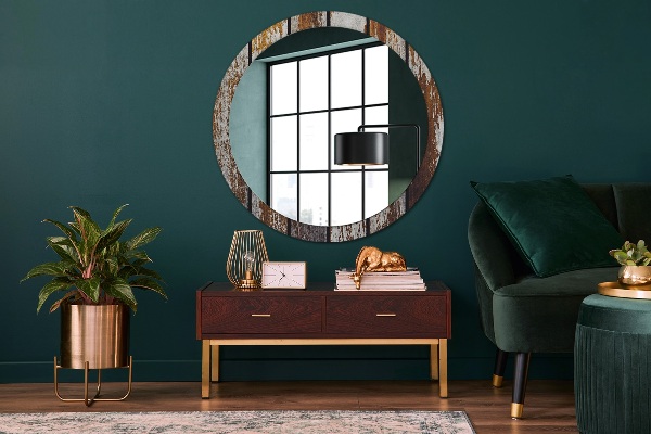 Round wall mirror design Vintage dark wood