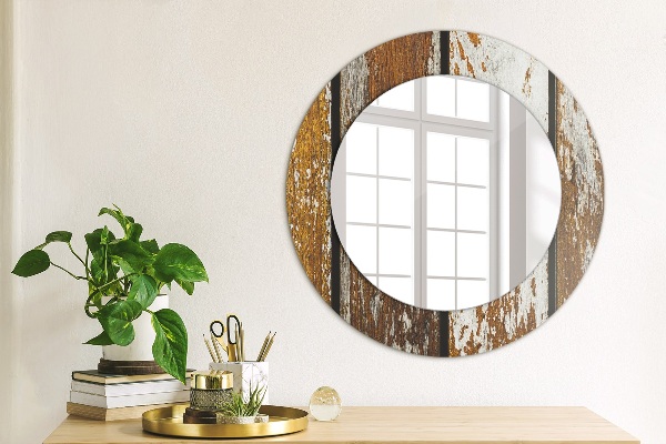 Round wall mirror design Vintage dark wood