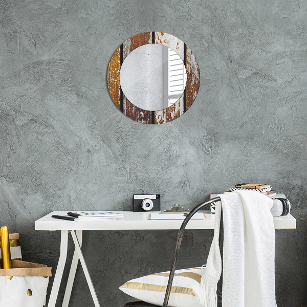Round wall mirror design Vintage dark wood