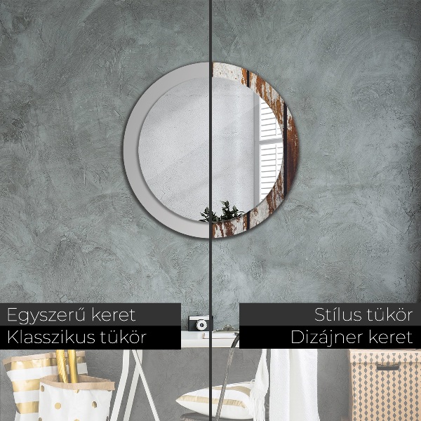 Round wall mirror design Vintage dark wood