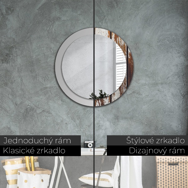 Round wall mirror design Vintage dark wood