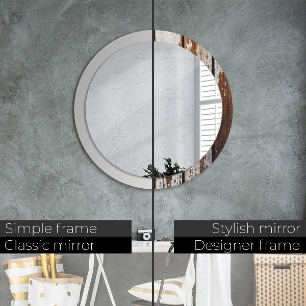Round wall mirror design Vintage dark wood