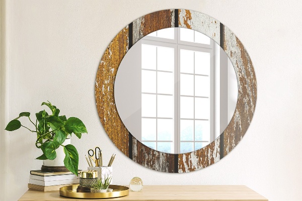 Round wall mirror design Vintage dark wood