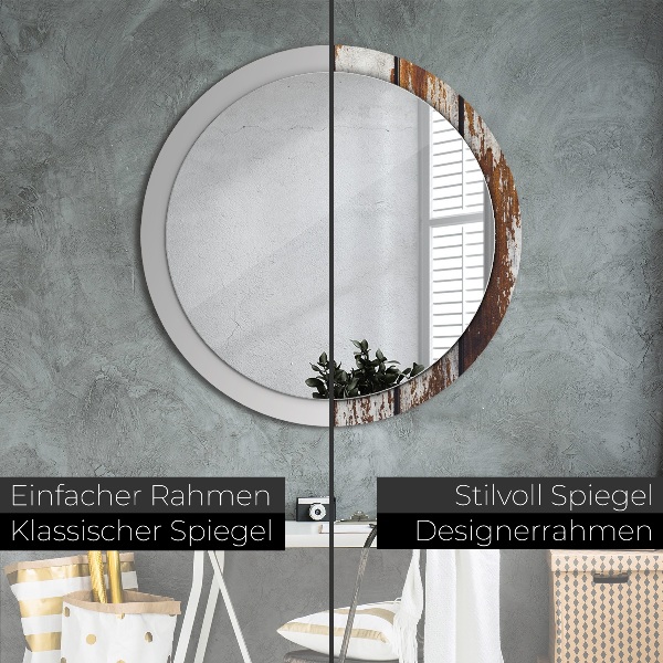 Round wall mirror design Vintage dark wood