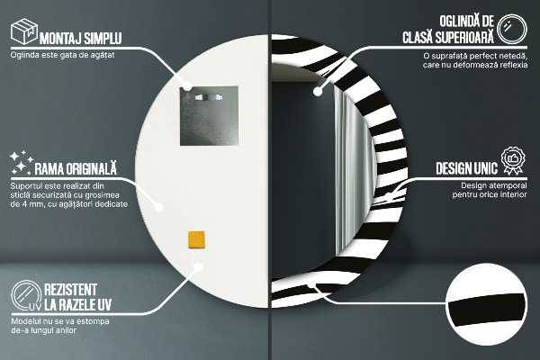 Round wall mirror design Abstract wave