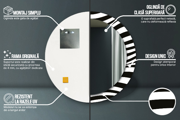 Round wall mirror design Abstract wave