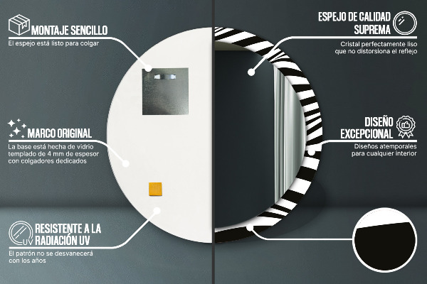 Round wall mirror design Abstract wave