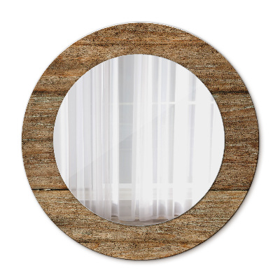 Round mirror frame with print Old wood