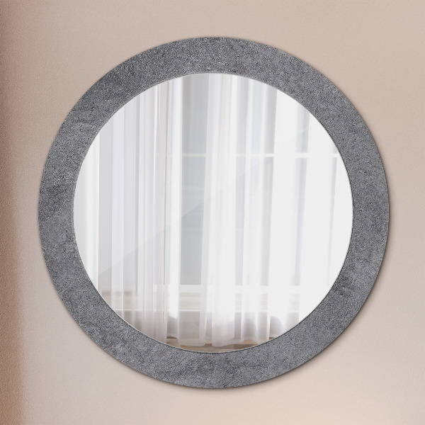Round mirror frame with print Concrete texture