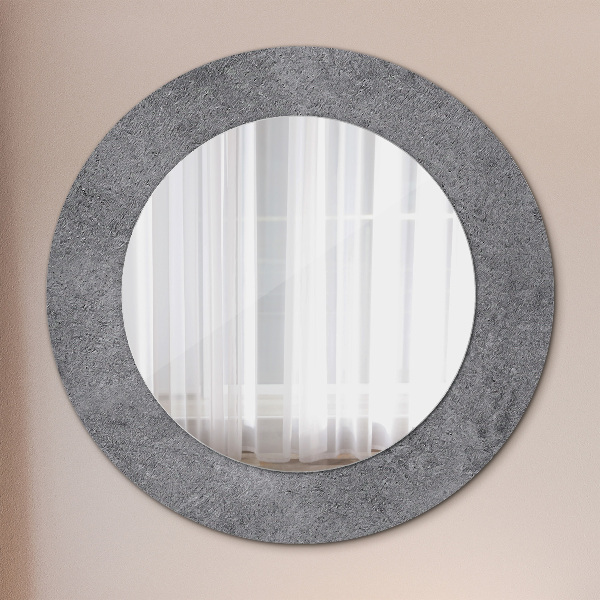 Round mirror frame with print Concrete texture