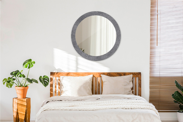 Round mirror frame with print Concrete texture