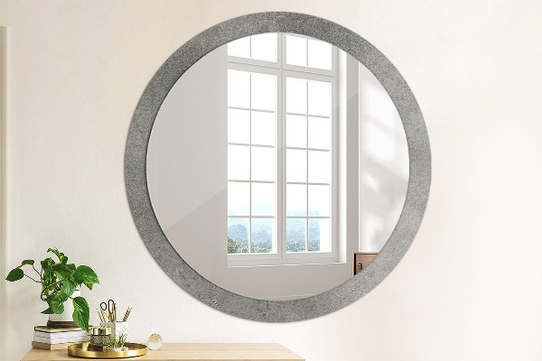 Round mirror frame with print Concrete texture