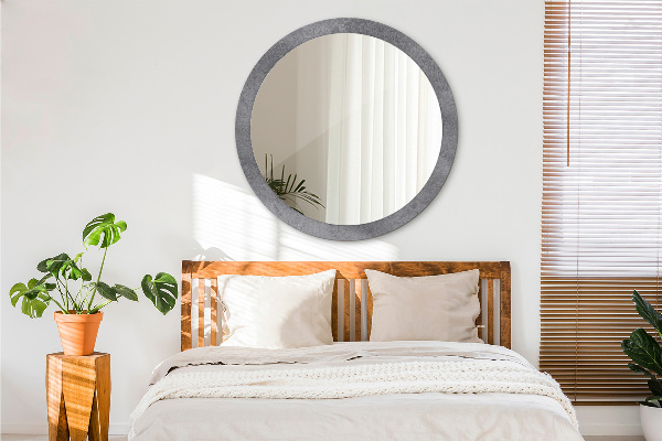 Round mirror frame with print Concrete texture