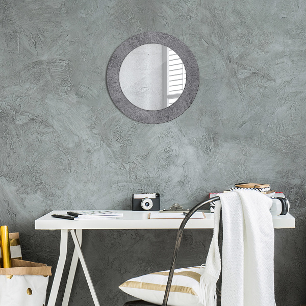 Round mirror frame with print Concrete texture
