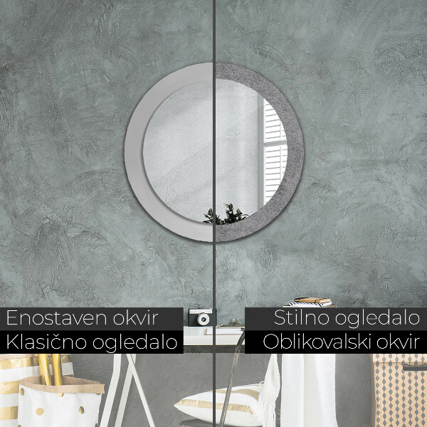 Round mirror frame with print Concrete texture