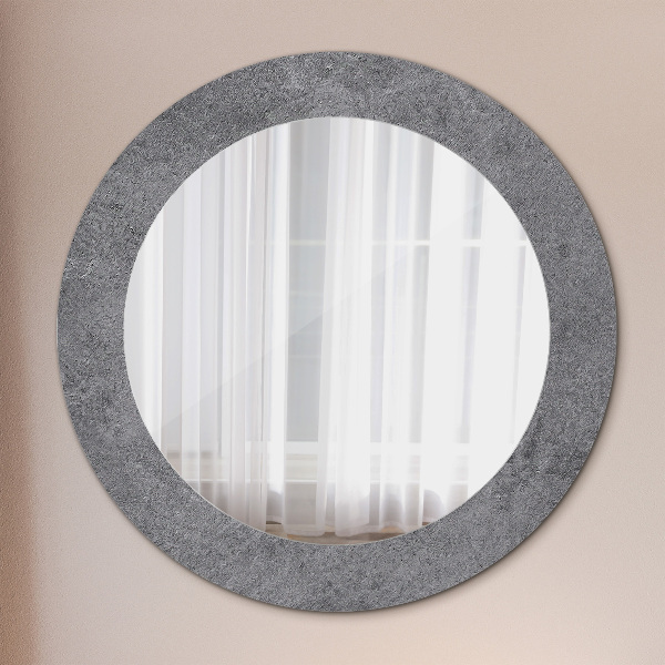 Round mirror frame with print Concrete texture