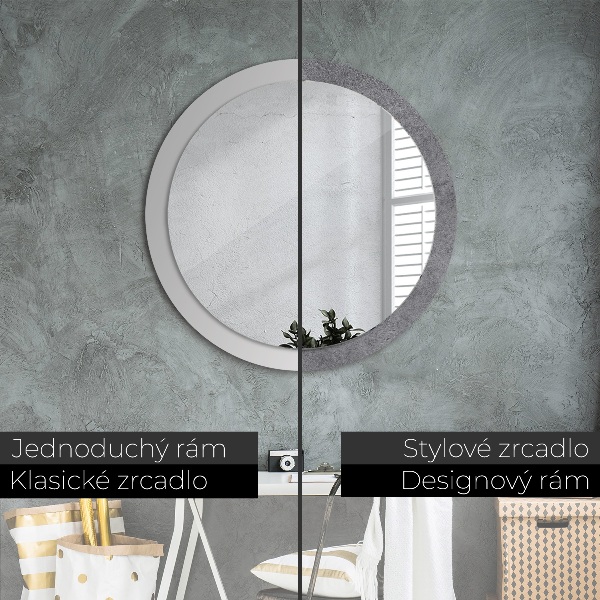 Round mirror frame with print Concrete texture