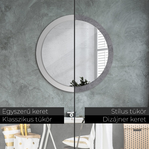 Round mirror frame with print Concrete texture