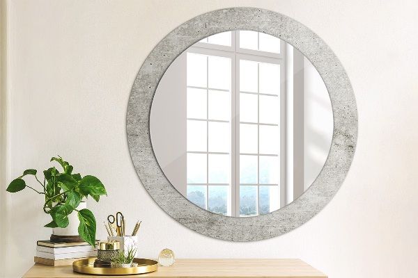 Round wall mirror decor Gray concrete