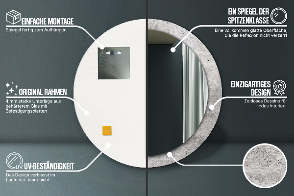 Round wall mirror decor Gray concrete