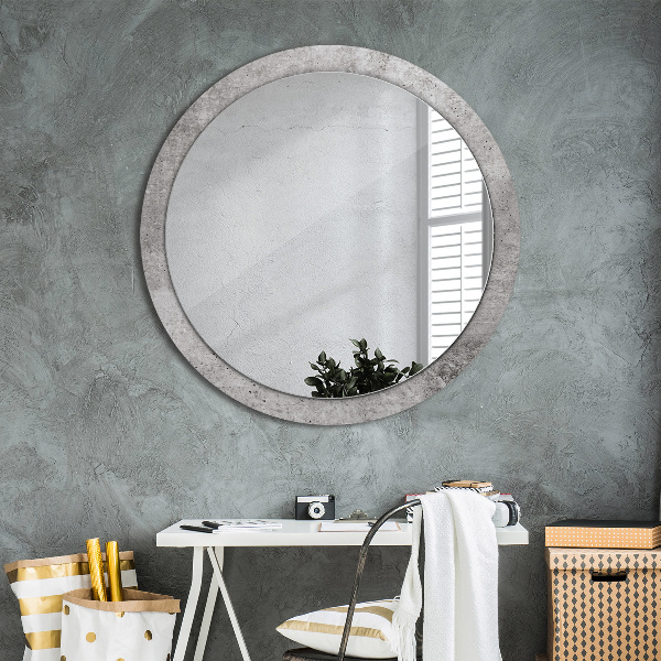 Round wall mirror decor Gray concrete