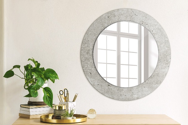 Round wall mirror decor Gray concrete