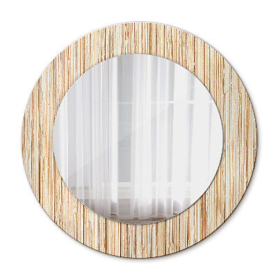 Round wall mirror decor Bamboo straw