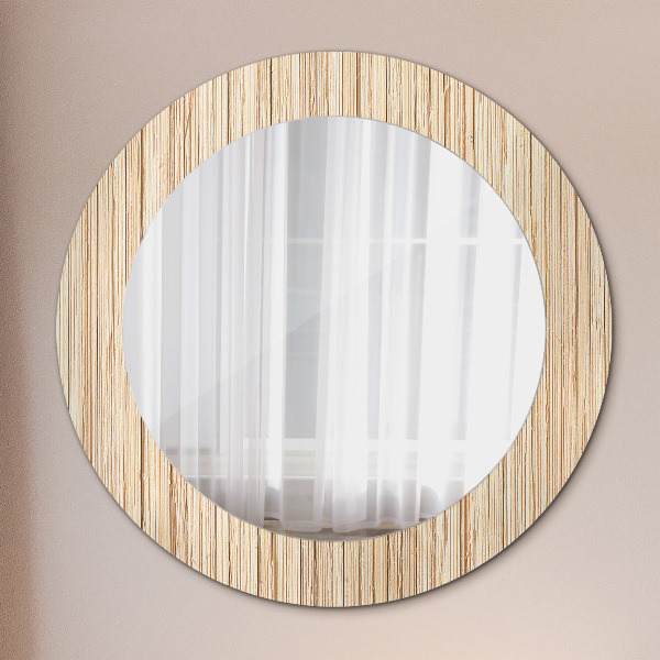 Round wall mirror decor Bamboo straw