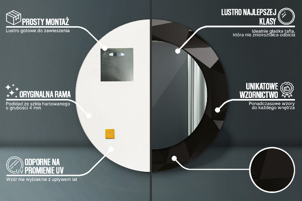 Ornate framed mirror Abstract black