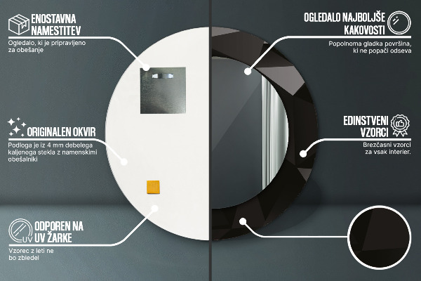 Ornate framed mirror Abstract black