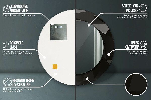 Ornate framed mirror Abstract black