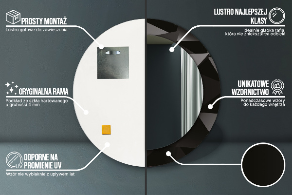 Ornate framed mirror Abstract black