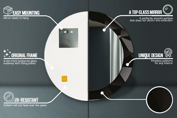 Ornate framed mirror Abstract black