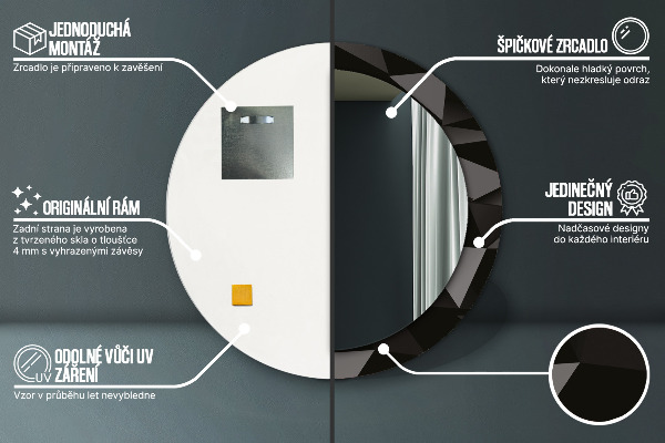 Ornate framed mirror Abstract black