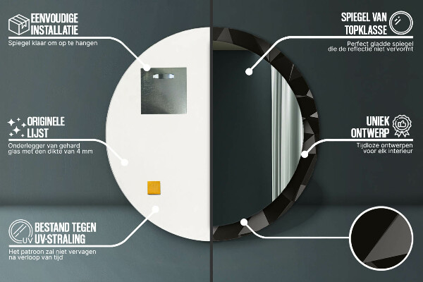 Ornate framed mirror Abstract black