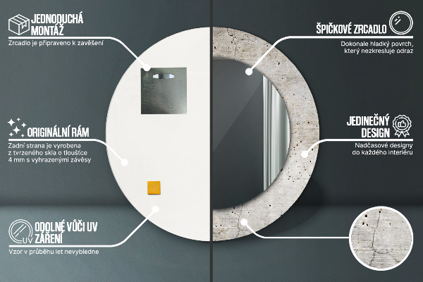 Round wall mirror decor Gray concrete