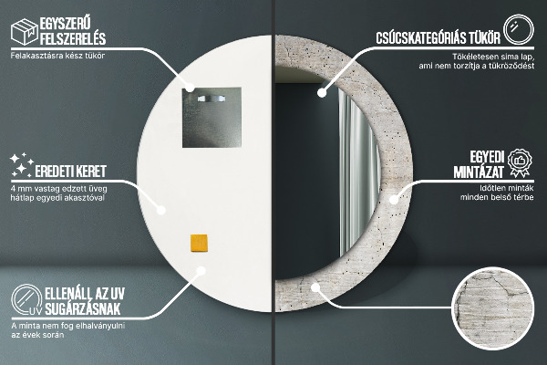 Round wall mirror decor Gray concrete