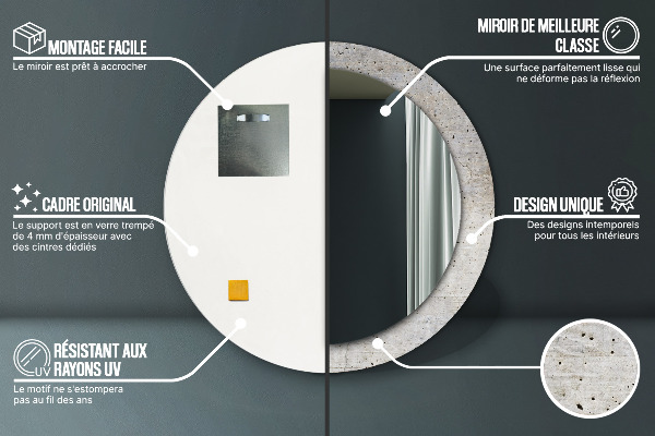 Round wall mirror decor Gray concrete