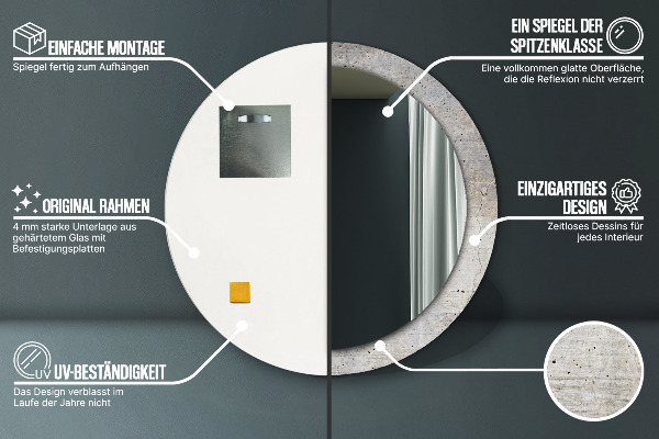 Round wall mirror decor Gray concrete